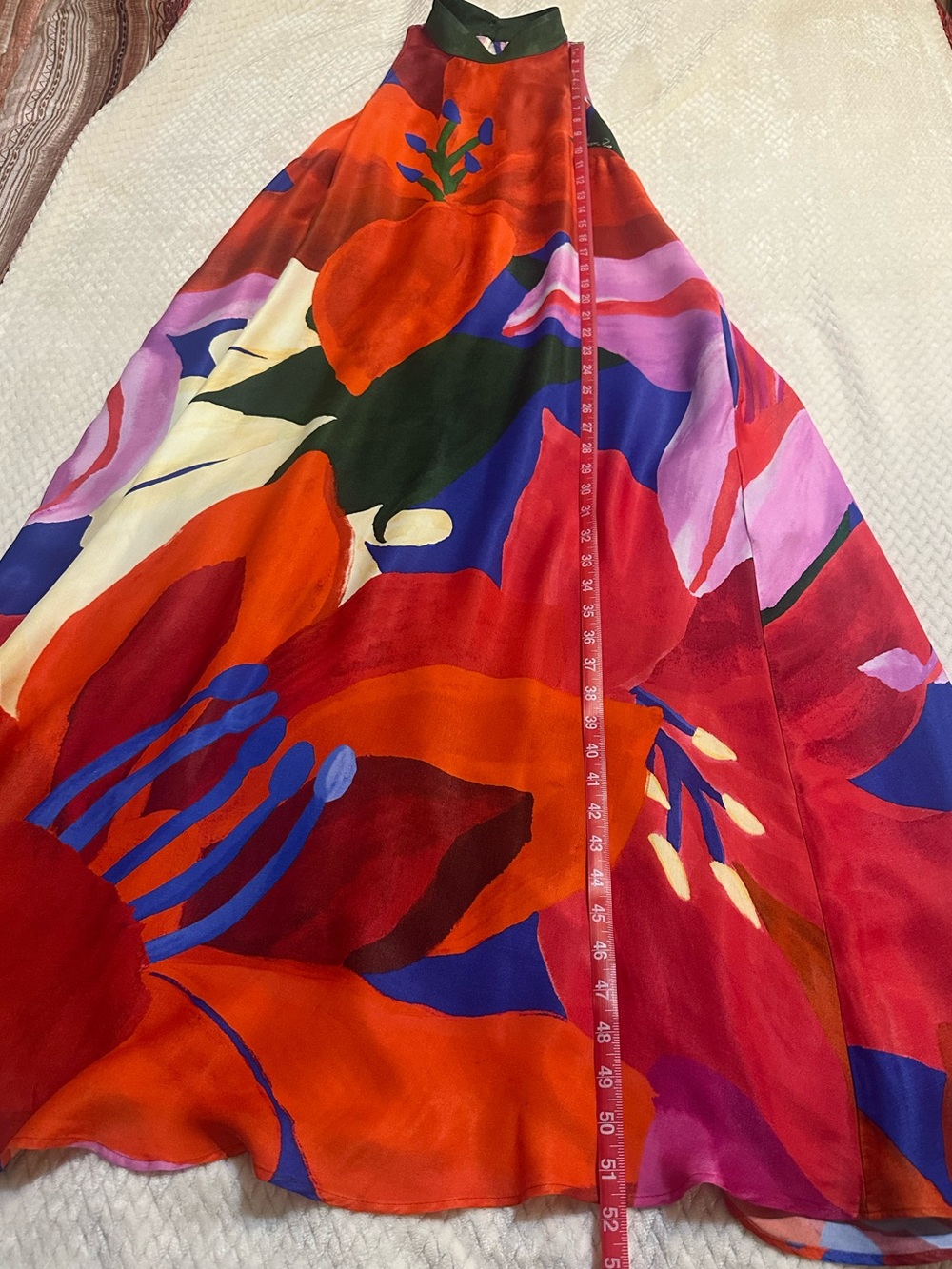 Farm Rio Anthropologie Red Motif Halter Maxi Dress S - Picture 8 of 10